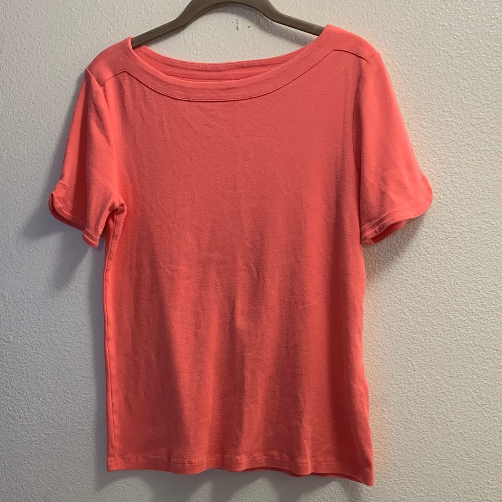 CHICO’S Coral Women’s T-Shirt Tee Short Sleeve Cotton Size 1 (Size Medium/8)